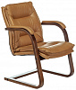 Кресло Бюрократ T-9927WALNUT-AV горчичный кожа полозья дерево