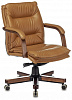 Кресло руководителя Бюрократ T-9927WALNUT-LOW горчичный кожа низк.спин. крестовина металл дерево