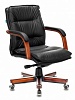 Кресло руководителя Бюрократ T-9927WALNUT-LOW BL низкая спинка черный кожа крестовина дерево